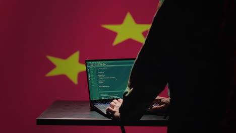 Chinese-operative-coding-on-laptop,-developing-program-able-to-deploy-bots