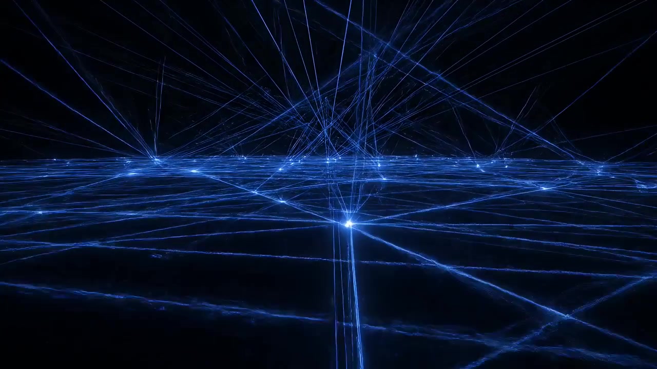 Abstract Digital Network Connecting Glowing Nodes on Dark Background