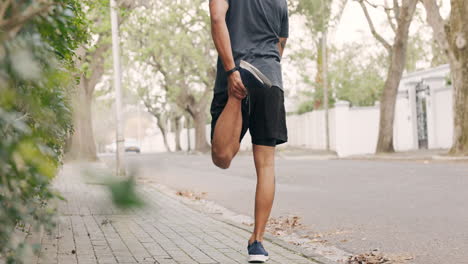 un hombre de salud, acondicionamiento físico y atleta que se estira