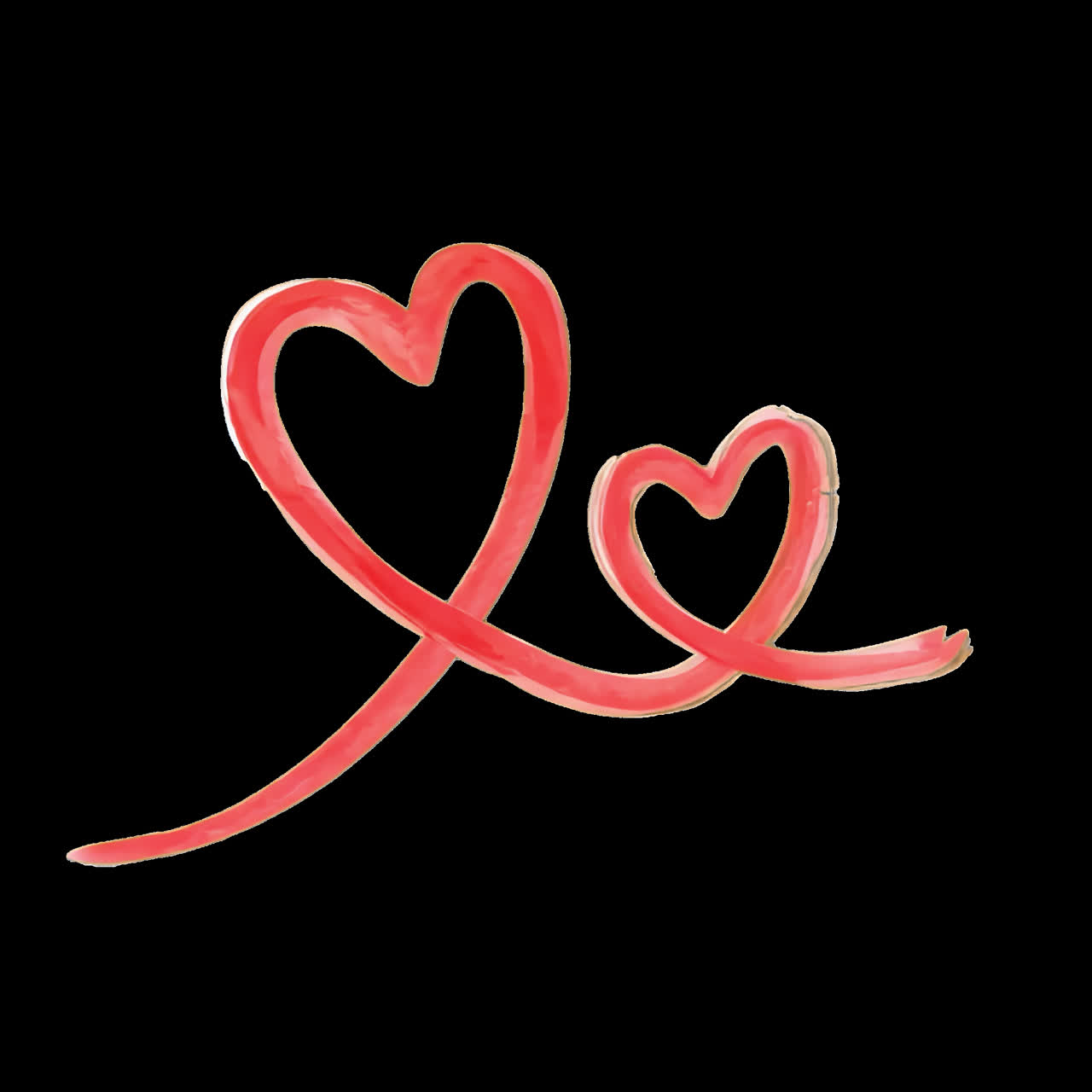 Red hearts animation isolated asset, transparent 4K video, alpha channel, ProRes 4444