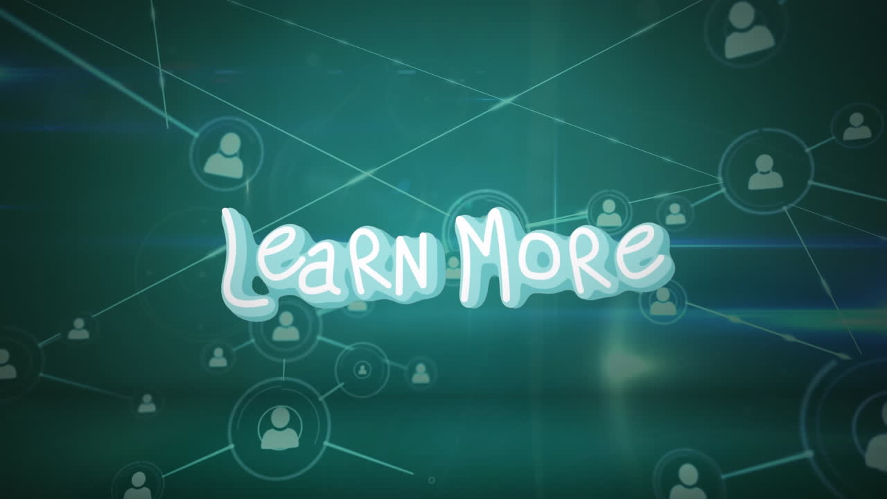 Animation of network of connections over learn more text