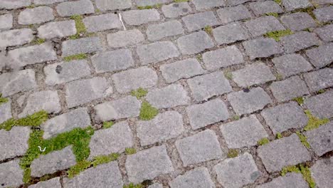 pov walking on a cobblestone old style road