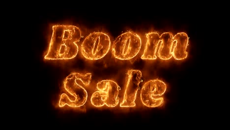 boom palabra de venta animada caliente ardiendo fuego realista bucle de llama.