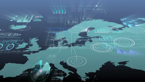 Animation-of-financial-data-processing-over-world-map