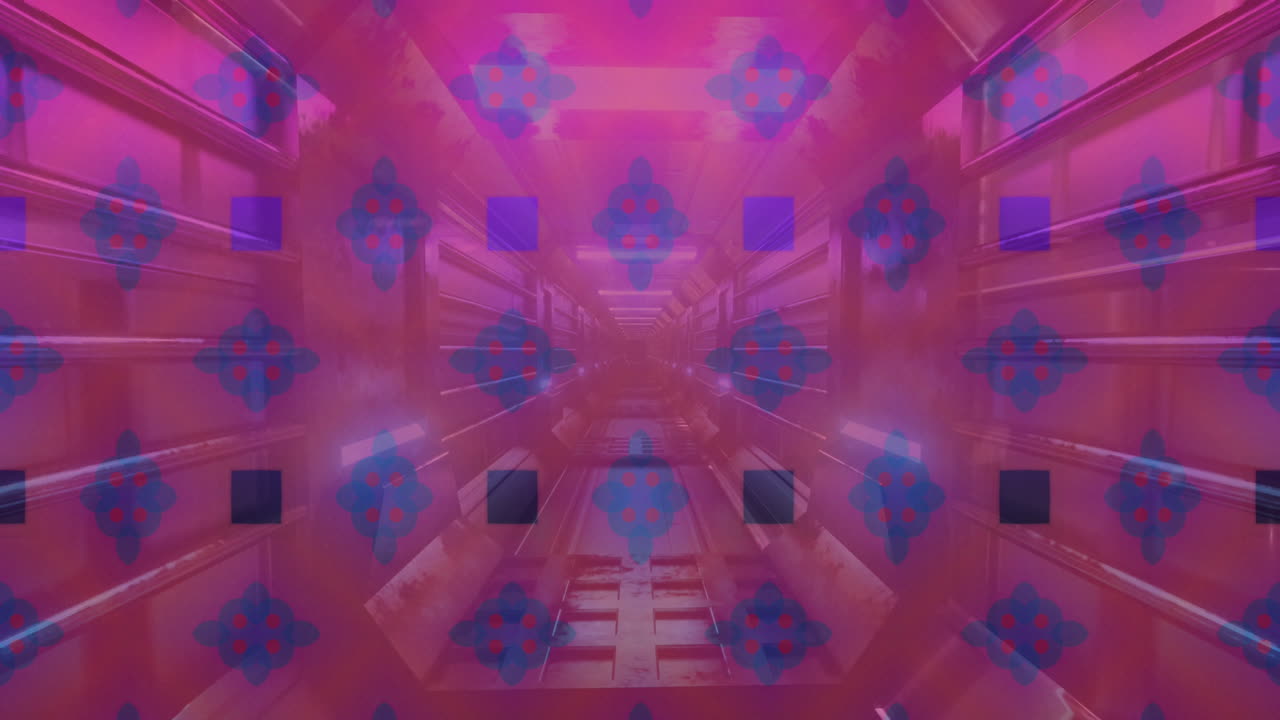 animación de formas en movimiento sobre un túnel digital