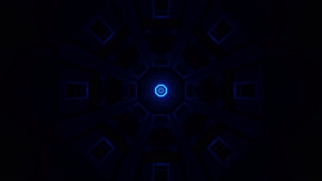 Motion-graphics-of-hollow-dark-space-emitting-cyan-and-orange-octagon-shapes-from-center