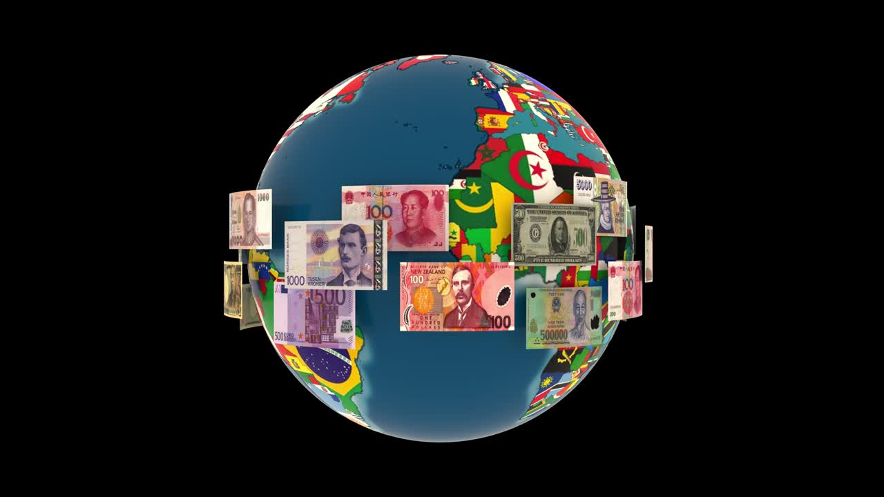 las monedas y los billetes vuelan por todo el mundo.