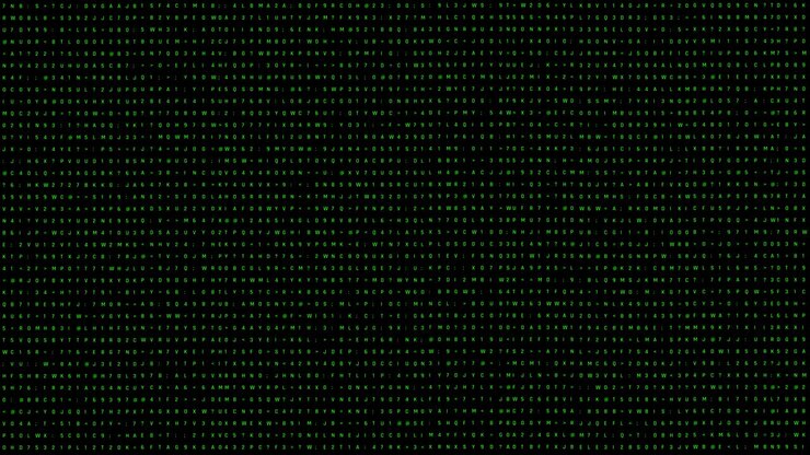 Programming code strings on screen, green abstract background, blockchain