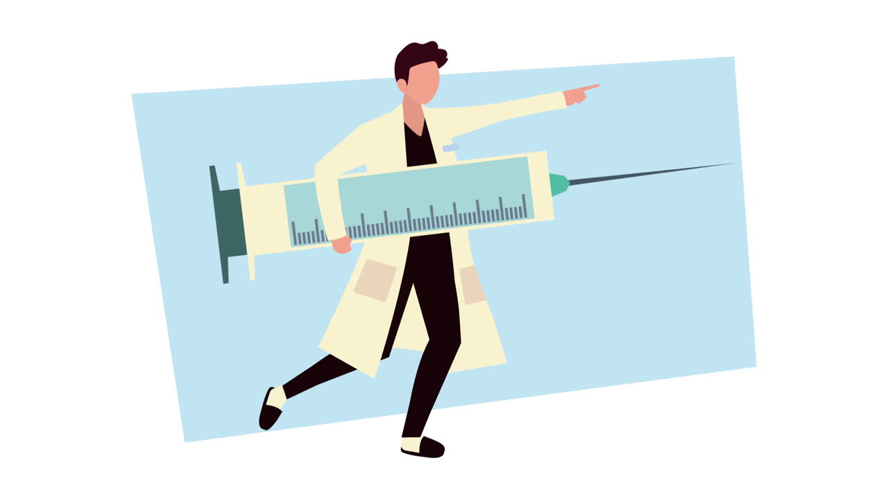 백신 주사기를 가진 남성 의사