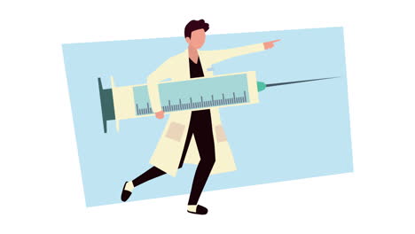 médico masculino con una jeringa de vacunación