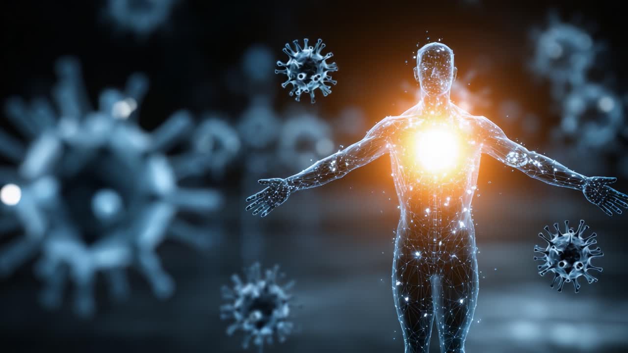A Visualization of Human Immunity: Exploring the Interplay Between the Human Body and Pathogens in a Futuristic Digital Landscape