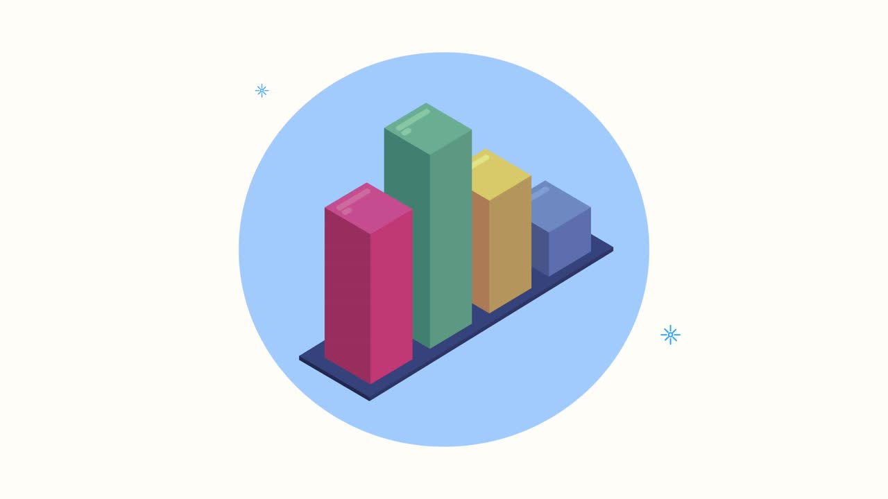 statistics bars infographic isometric animation