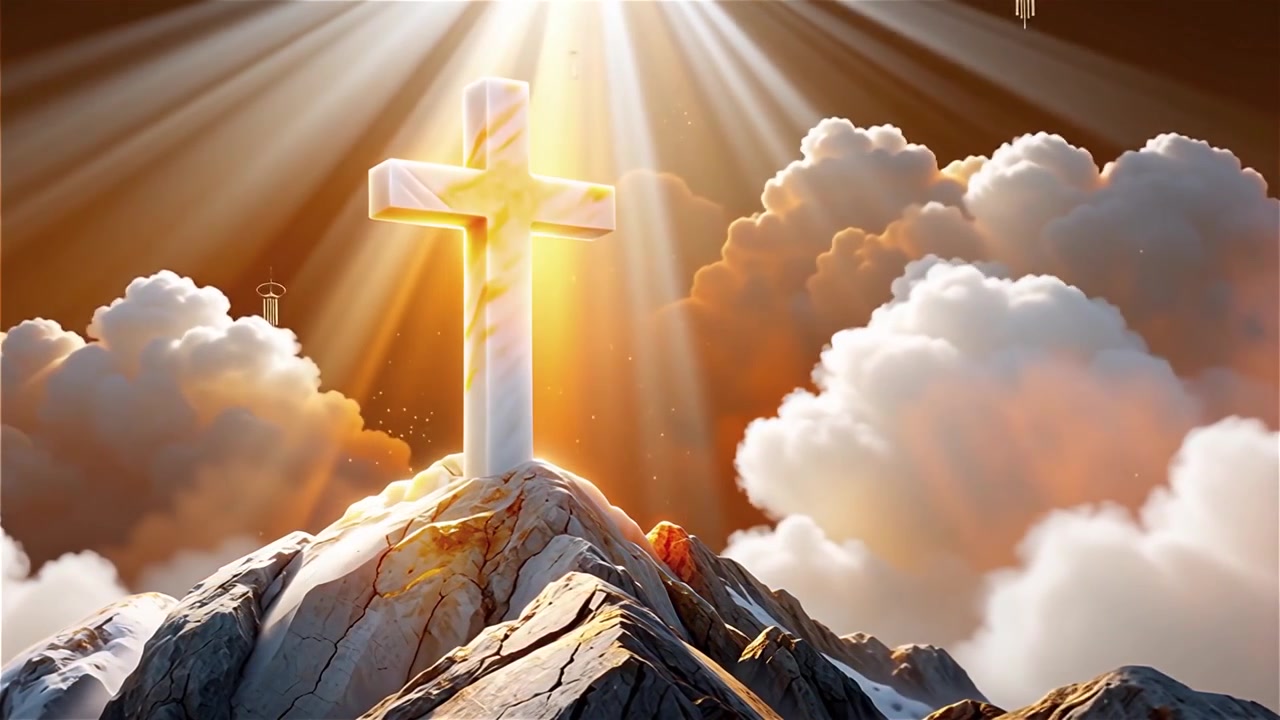 Christian Cross Heavenly Light Worship Background