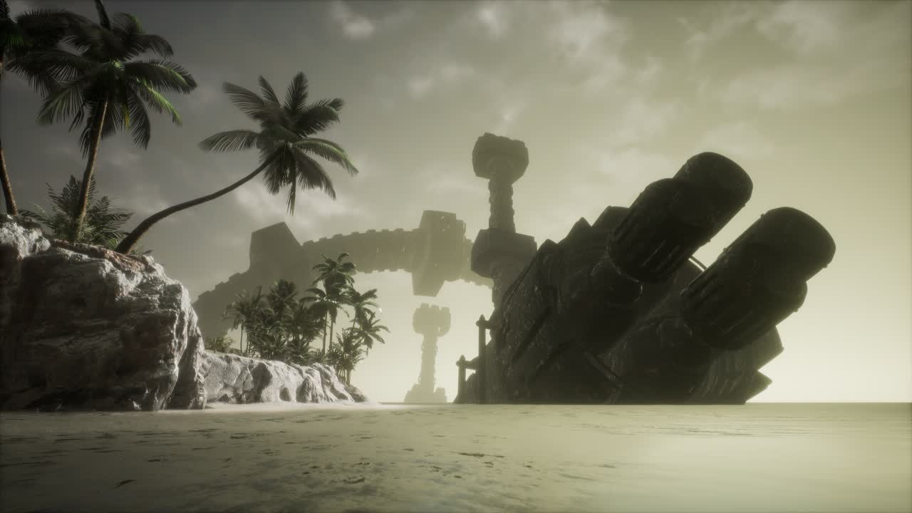 UFO crashed in the ocean near tropical island