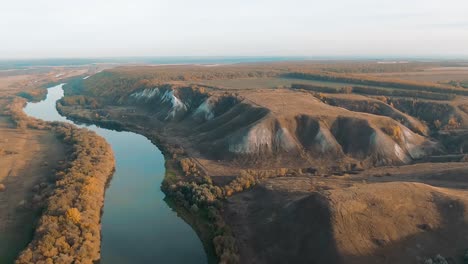 autumn river valley aerial view