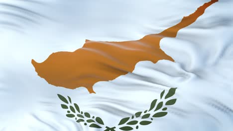 cyprus flag waving in the wind with highly detailed fabric texture. seamless loop