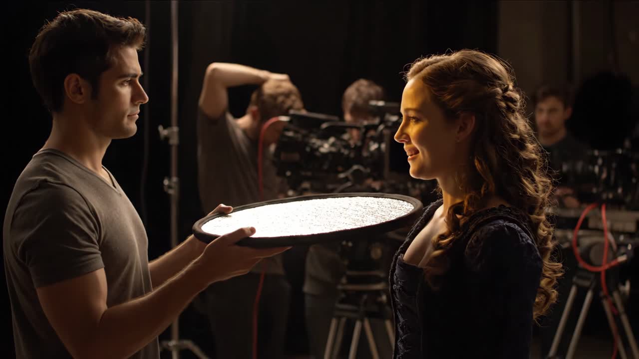 Behind the scenes of a movie shoot