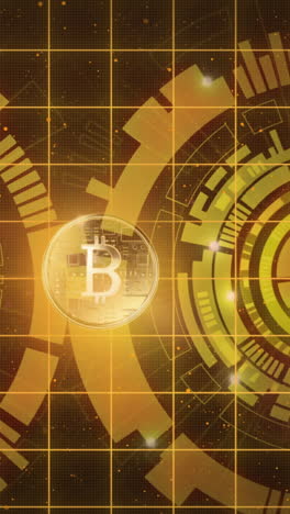 animación de los símbolos de bitcoin sobre el escaneo de alcances