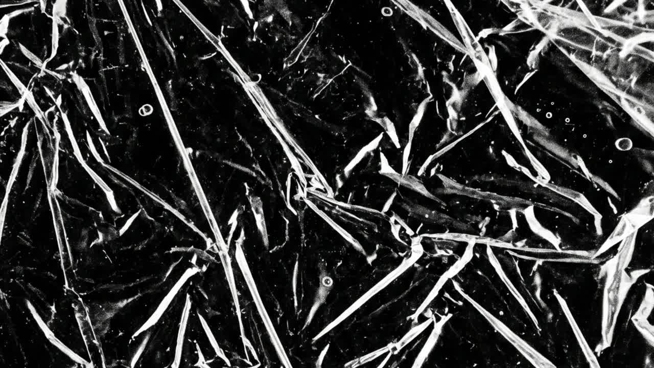 Primo piano astratto della trama di pellicola di plastica accartocciata