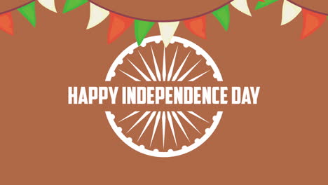 indian independence day lettering and ashoka chakra