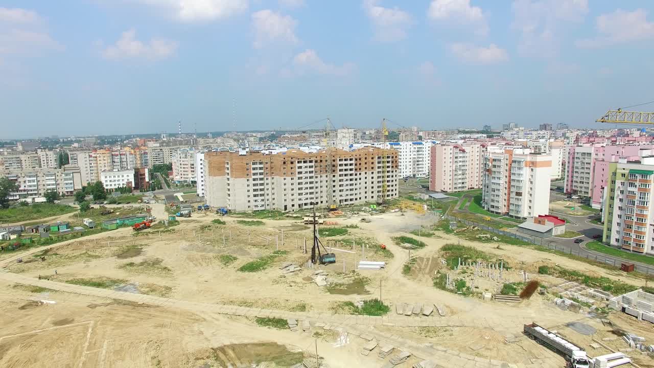 a large territory for the construction of modern high-rise buildings of the new part of the city. Aerial view