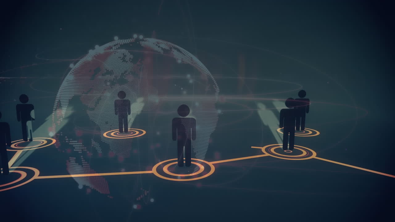 Animation of globe with network of connections with people icons