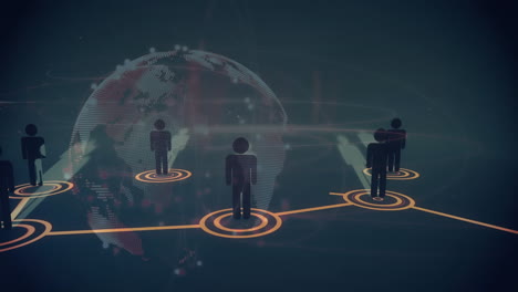 animación del globo con la red de conexiones con los iconos de las personas