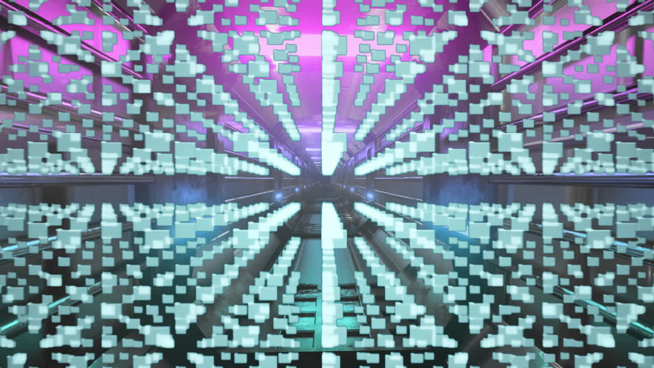 varios iconos de carpetas se mueven contra túneles brillantes