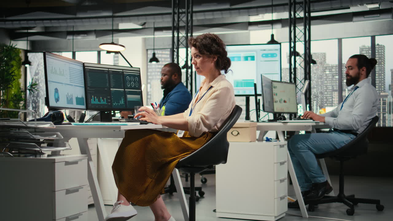 Vertical Video Female analyst leverages insights and report writing for forecast results