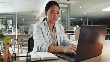 Business,-laptop-and-woman-writing-notes