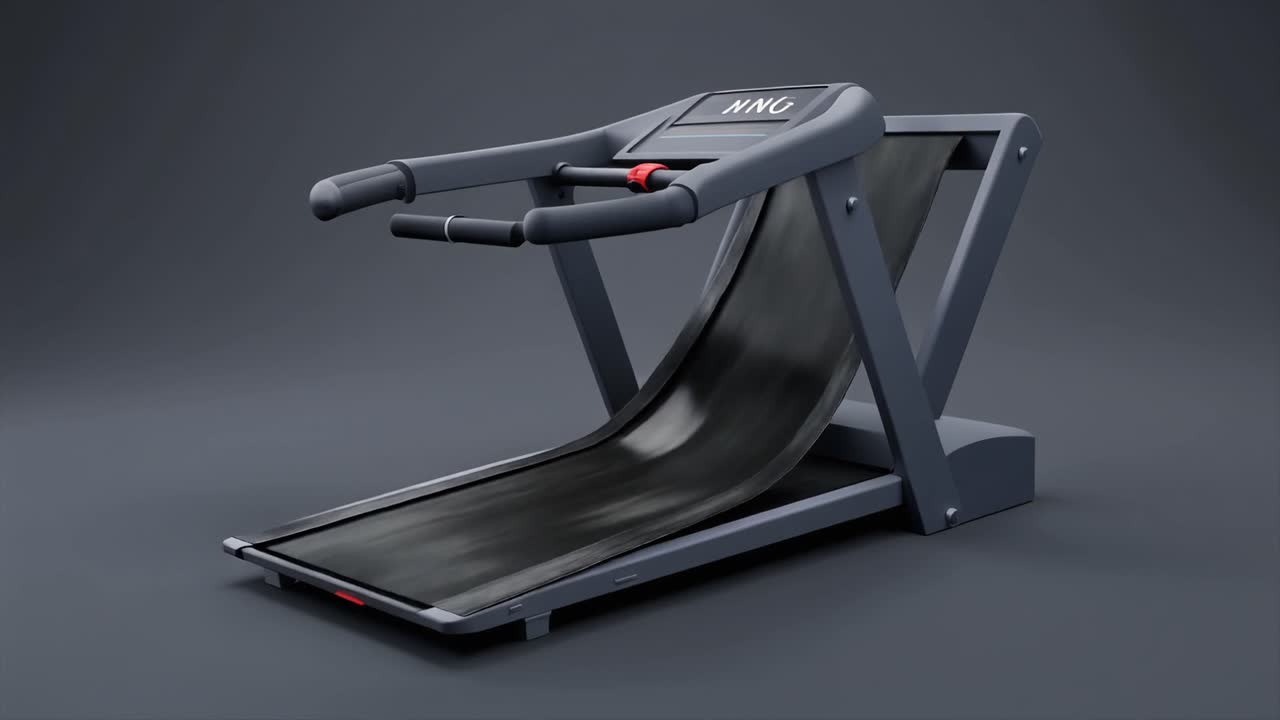 Animated 3D Treadmill with Running Belt in a Minimalist Studio