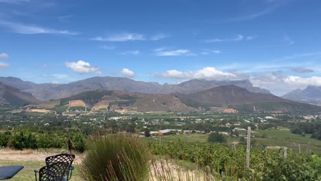 A-Vista-of-the-mountains-of-Franschoek-in-the-Winelands-of-the-Cape,-South-Africa