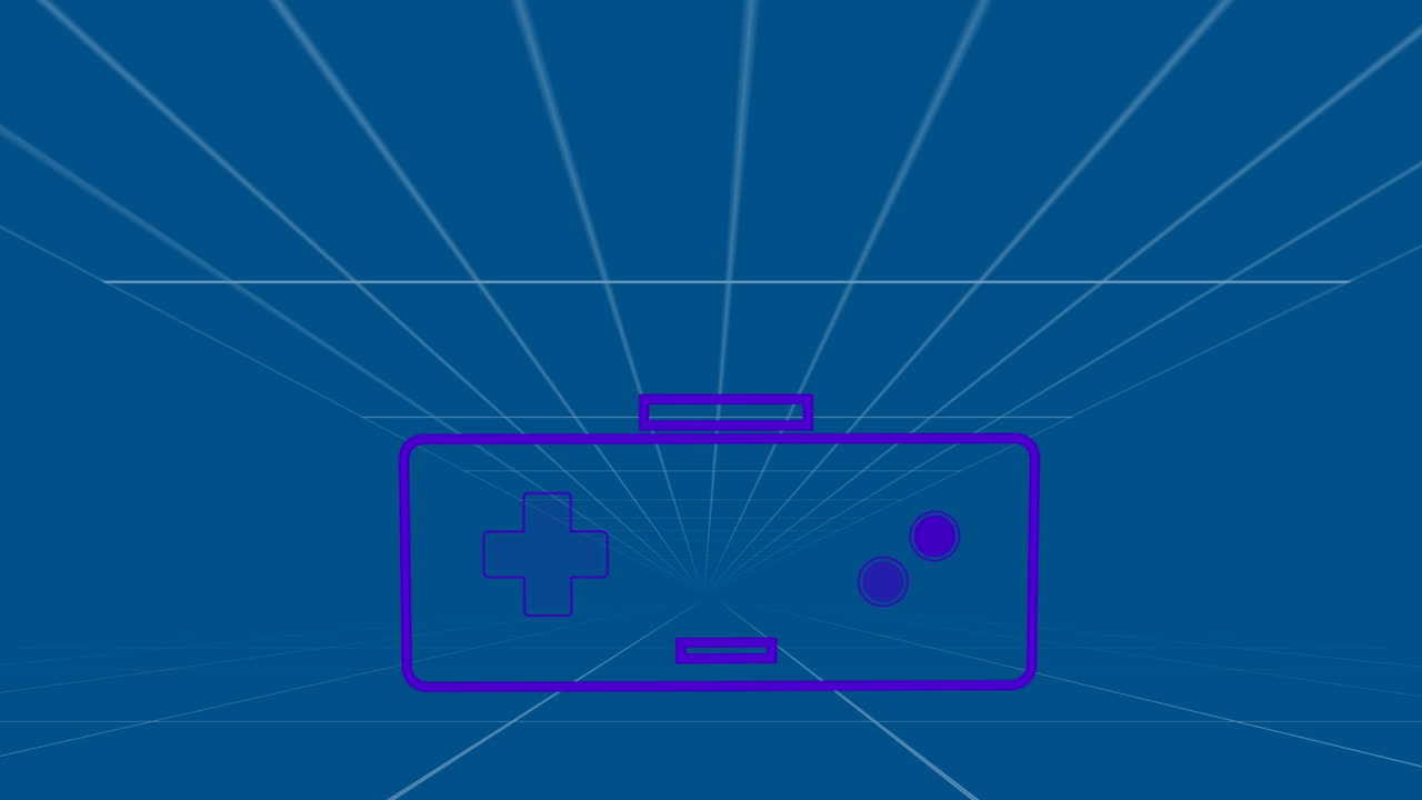 Animation of game pad in blue space with lines