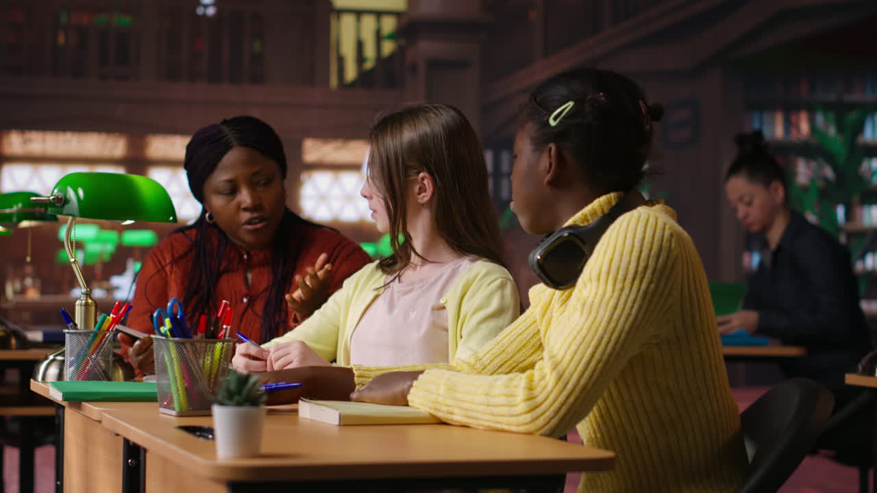 도서관 에서 공부 하는 학생 들