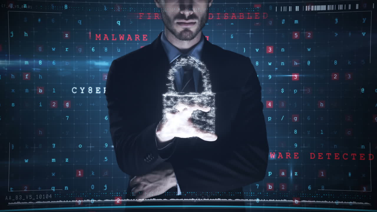 hombre de negocios usando la pantalla de la interfaz