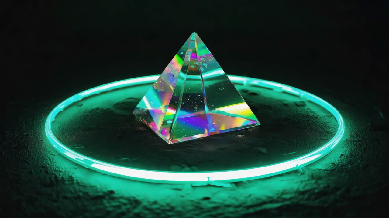 Iridescent Prism with Green Neon Ring