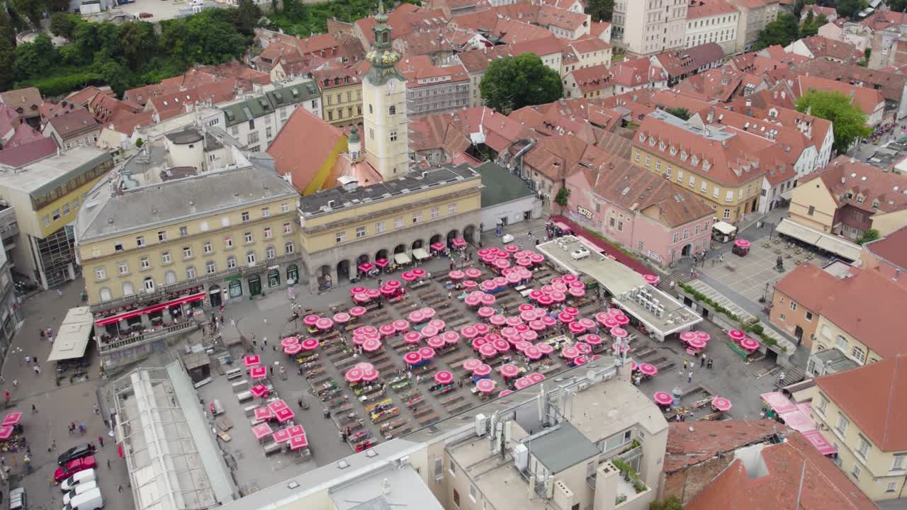 Dolac farmers' market with vendors selling local produce, Zagreb