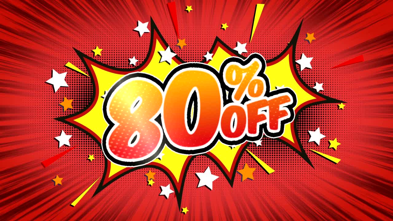80% de descuento en el texto de estilo cómico