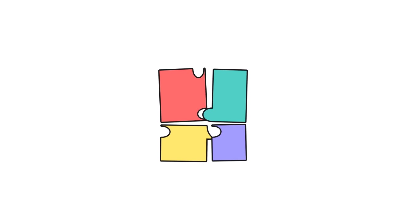 Four Colorful Puzzle Pieces Connecting Together