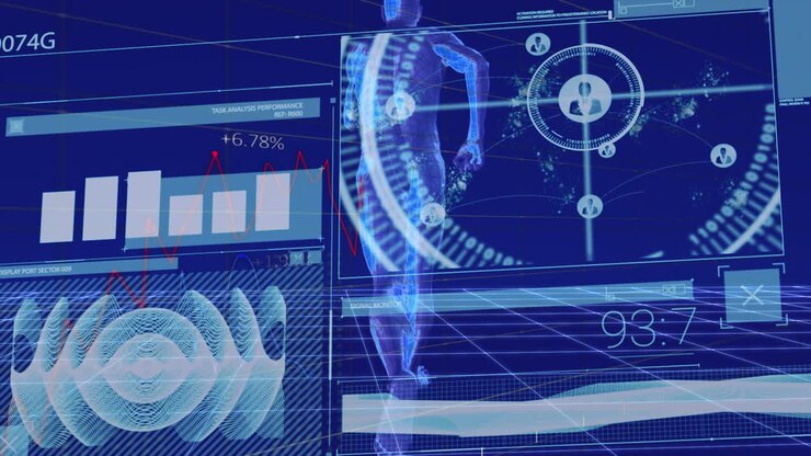 Animation of data processing over digital human model