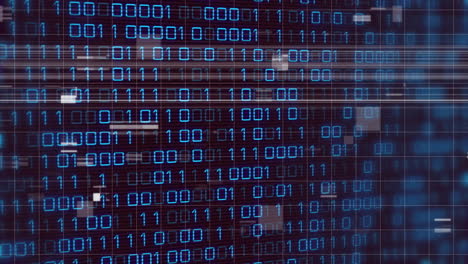 blue digits forming binary code pattern on animation of abstract digital background