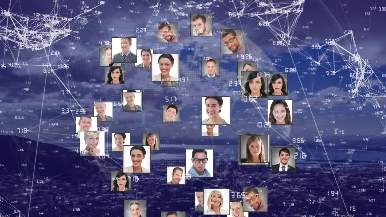 연결 네트워크의 애니메이션과 풍경에 대한 사진과 함께 지구