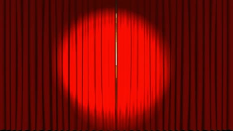 red curtains open and disco ball