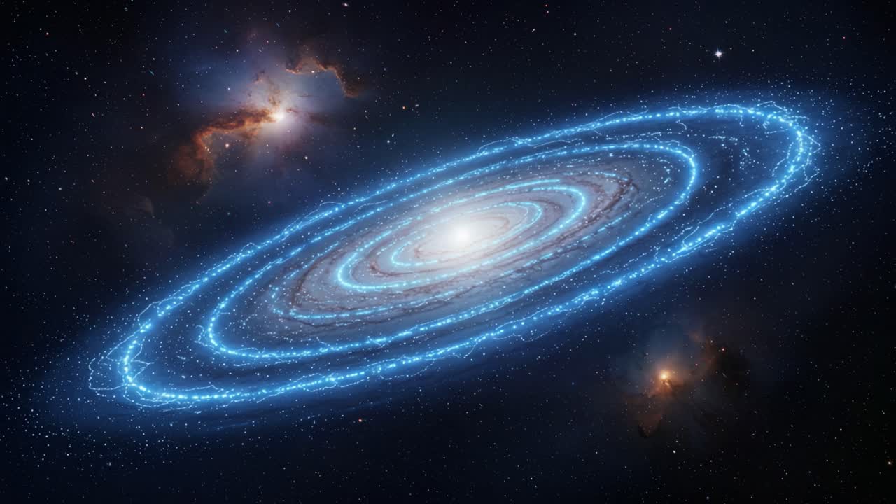 An Awe-Inspiring Spiral Galaxy Illuminated by Ethereal Blue Light against a Starry Background, Capturing the Vastness and Beauty of the Universe