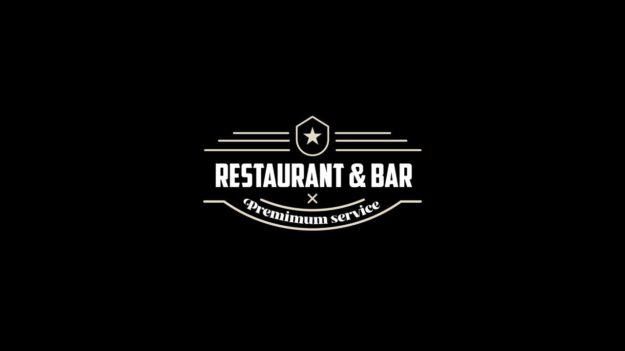 servicio de restaurante y bar premium palabra animación vídeo gráfico en movimiento con canal alfa, fondo transparente uso para banner de sitio web, cupón, promoción de ventas, publicidad, marketing