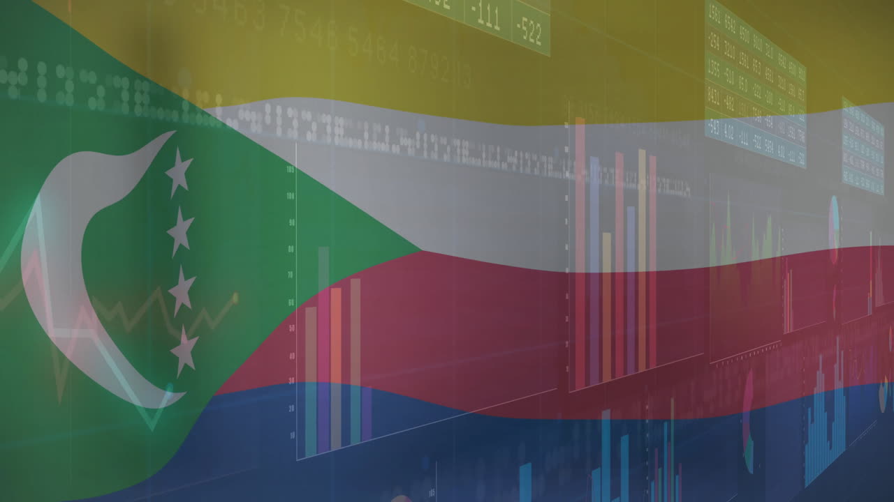 코모로 발 위의 금융 데이터 차트 애니메이션