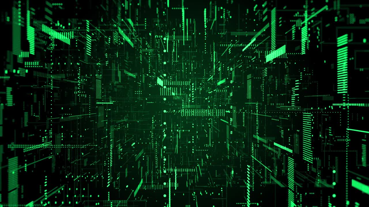 Digital Cyberspace with Particles and Digital Data Network Connections. High Speed Connection and Data Analysis Technology Digital Background Concept. Seamless Loop 4K