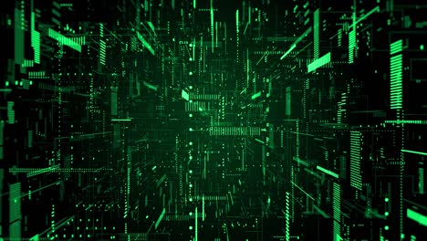 ciberespacio digital con partículas y conexiones de red de datos digitales. conexión de alta velocidad y tecnología de análisis de datos concepto de fondo digital. bucle sin costuras 4k