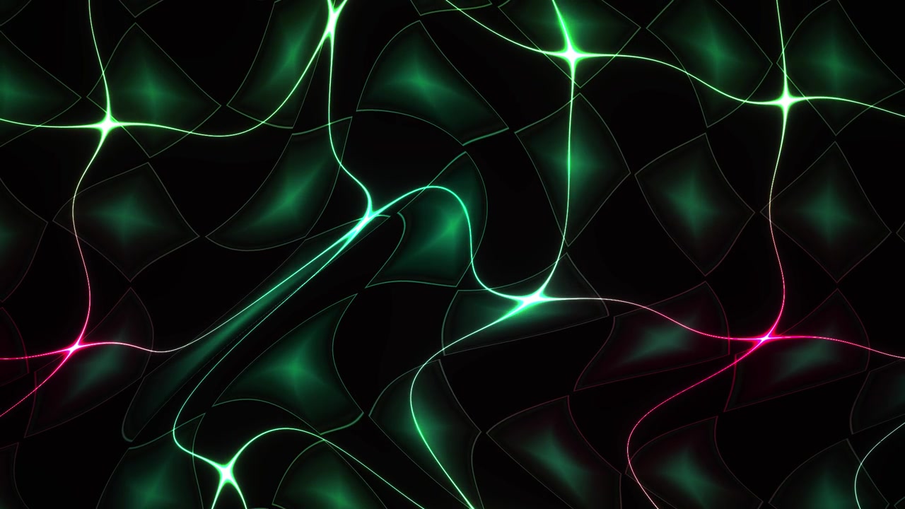 Abstract Green Glowing Geometric Grid Animation