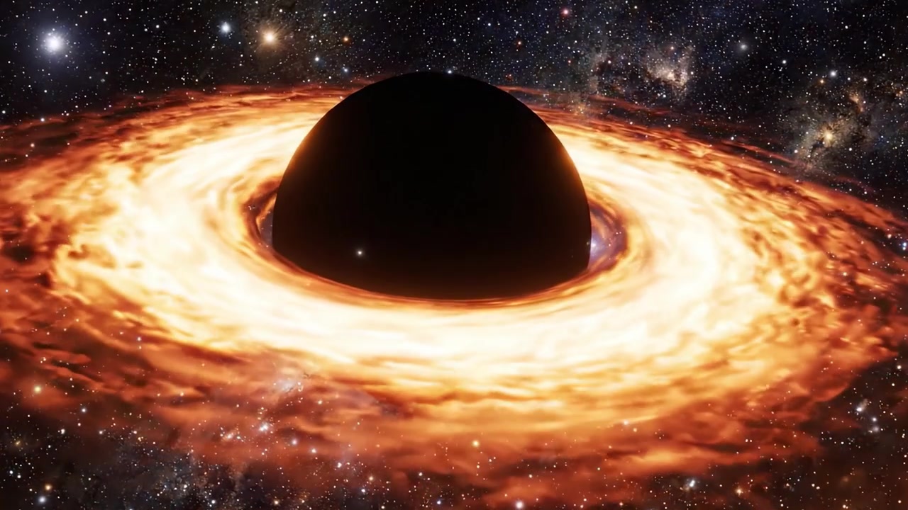 Uma Exibição Deslumbrante de Energia Cósmica: Buraco Negro Cercado por um Disco de Acreção Luminoso, Capturando a Beleza e o Poder do Fenômeno Mais Misterioso do Universo
